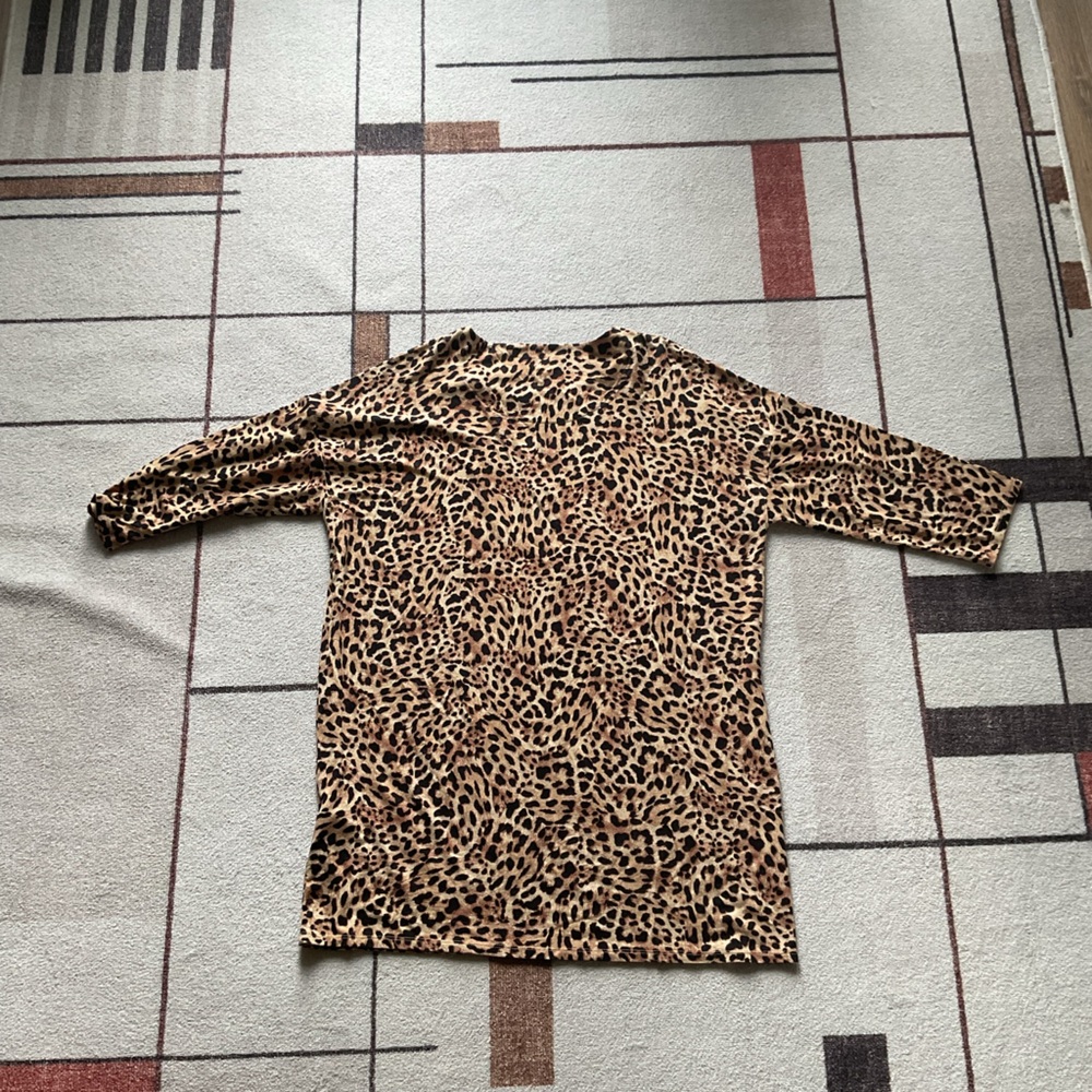Chico's Brown Animal Print 3/4 Sleeve Tunic - Picture 5 of 7